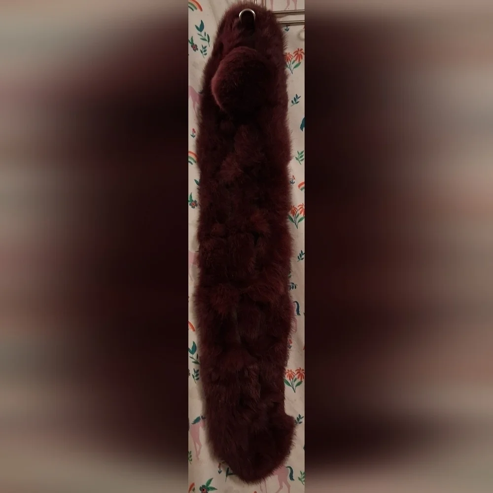 EUC Vintage Purple Rabbit Fur Causal Winter Snow Soft Neck Warmer Scarf Wrap
